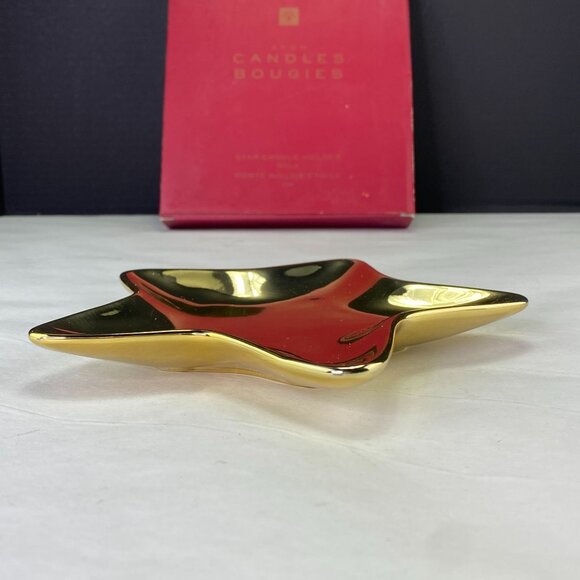 Vintage Avon Candle Bougies Gold Tone Star Plate - Picture 4 of 10